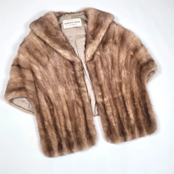Roberts-Lories San Francisco Mink Stile Brown Fur Stole Cape OS - Picture 7 of 15